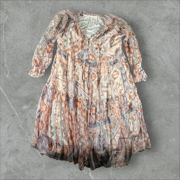 Johnny Was Dresses & Skirts - Johnny‎ Was Dress Womens XL Orange Asymmetrical Sundress Bishop Sleeves Floral